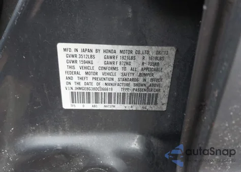2013 Honda Fit from USA, damaged, VIN JHMGE8G38DC066619